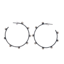 Sterling Silver Oxidized Small Size Hoop Earrings 30mm in Diameter.