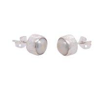 Sterling Silver Brushed Freshwater Pearl 8mm Round.