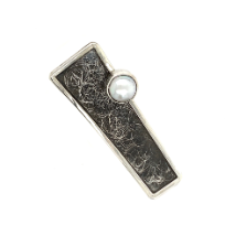 Sterling Silver Oxidized Sterling Silver Asymmetric Rectangle Plate 55mm x 18mm x12mm.