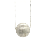 Sterling Silver Brushed Sterling Silver Small Sphere 22mm in diameter with 36” Chain