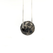 Sterling Silver Oxidized Sterling Silver Small Sphere 22mm in diameter with 36” Chain