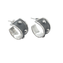 Sterling Silver Oxidized Texture Earring Length 20mm