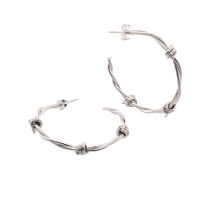 Sterling Silver High Polish Sterling Silver Barbwire Hoop Size Earring Length 45mm.