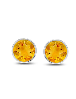 Citrine Stud 9X9 RD