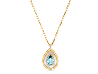 Mother-of-Pearl & Aquamarine Teardrop Necklace